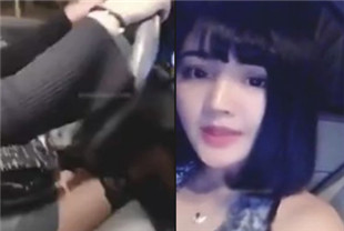 清纯靓丽的短发气质美女夜晚开着豪车去接粉丝网友路边玩车震