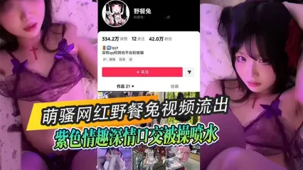 网红野餐兔萌骚视频 紫色内衣口交 被大肉棒操到喷水
